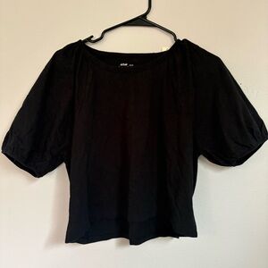Aerie cropped Black Puff Sleeve Women's Top Size XS NWT